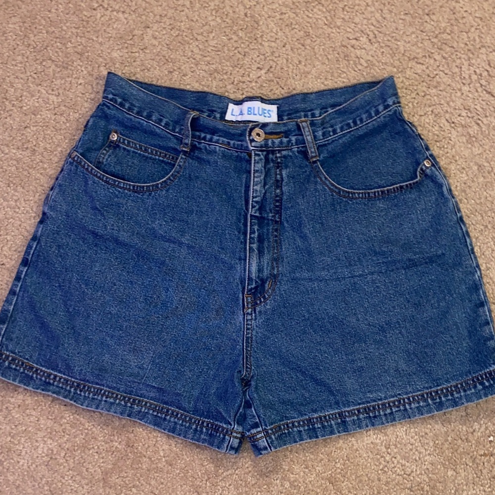 L.A. Blues Classic Dark Blue Denim High-Waist Shorts
